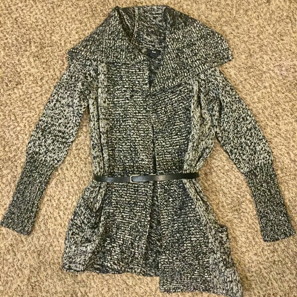 Gap~ Marled Lambswool Open Front Shawl Collar